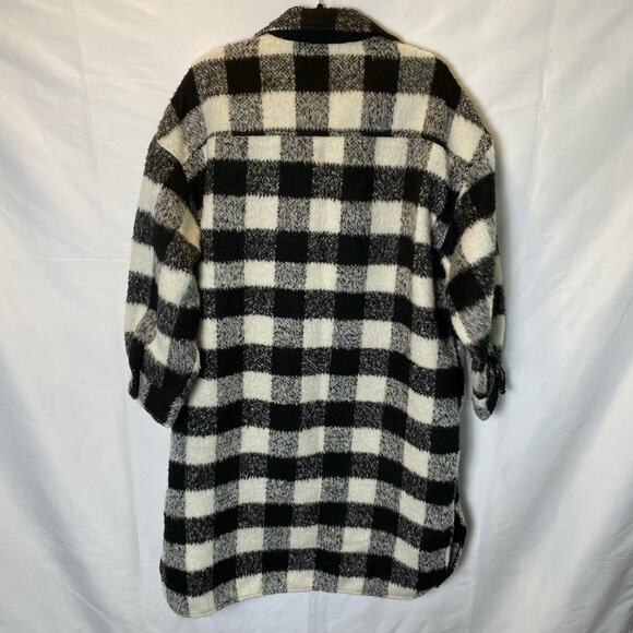 Fantastic Fawn Women’s Oversized Long Plaid Coat Shacket Size Large Checkered - Picture 11 of 13
